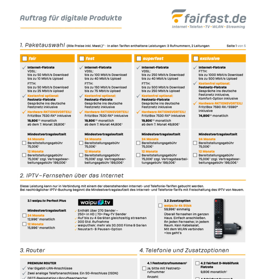Vorschau Auftragsformular für Privatkunden 2025
